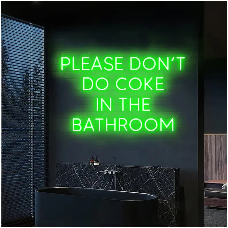 Anime Neon Sign Please Dont Do Coke in The Bathroom Neon Sign Light Led Plug Power Supply for Room Decor Neon Night Lamp