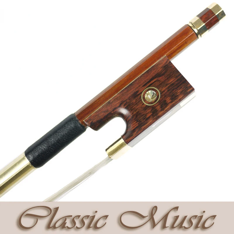 

Gold Alloy Fitted Pernambuco Violin Bow with Snakewood Frog (4/4), Good Mongolian Horse Hair Hot Sell!