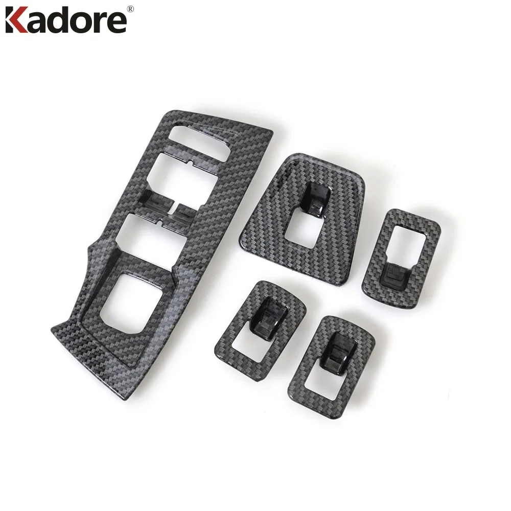 Car Inner Door Window Lift Switch Button Panel Cover Trim For Volkswagen VW Tiguan 2017-2022 Carbon Fiber Interior Accessories - view 4