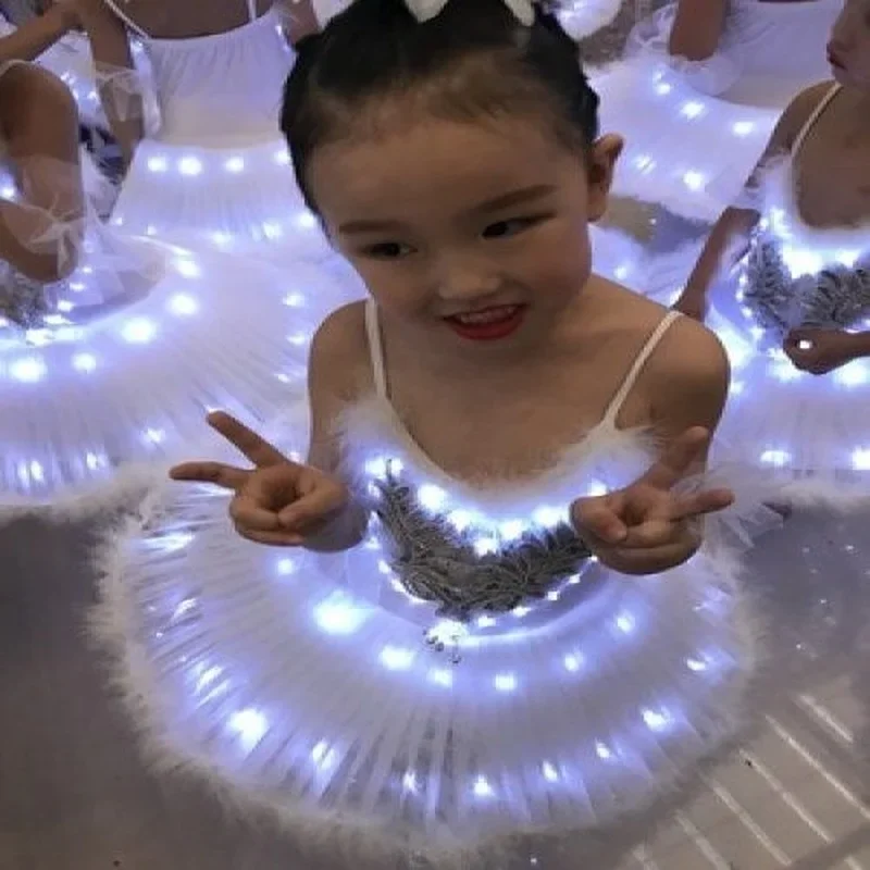 Ruoru Tutu Dress Girl Kids Dancewear Adult Led Tutu Stage Costume Girls Children Pancake Tutu Dress Professional Ballerina Dress