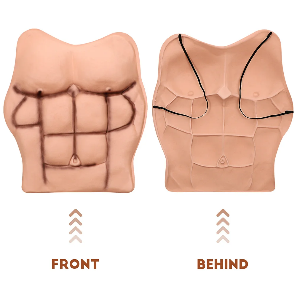 2Pcs Realistic Fake Muscle Chest Props for Men Halloween Cosplay Costumes Themed Parties Quick Wear Design Fake Chest Muscles