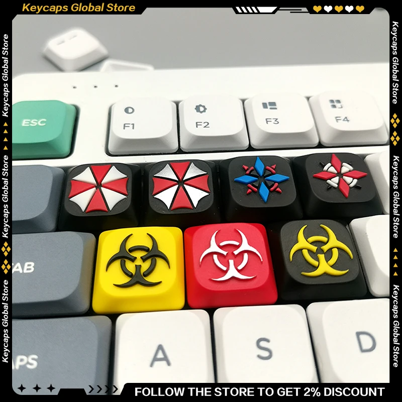 Resident Evil Series Low Shaft Gaming Keycaps Resin Personalize Customized Handmade Artisan Keycap for Nuphy Air\K3\K3 PRO