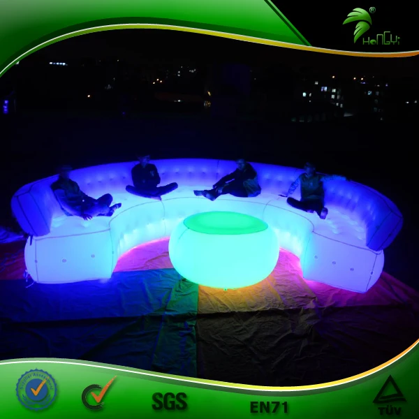 Cómodo sofá inflable de forma redonda, salón inflable con luz Led, silla de iluminación inflable gigante