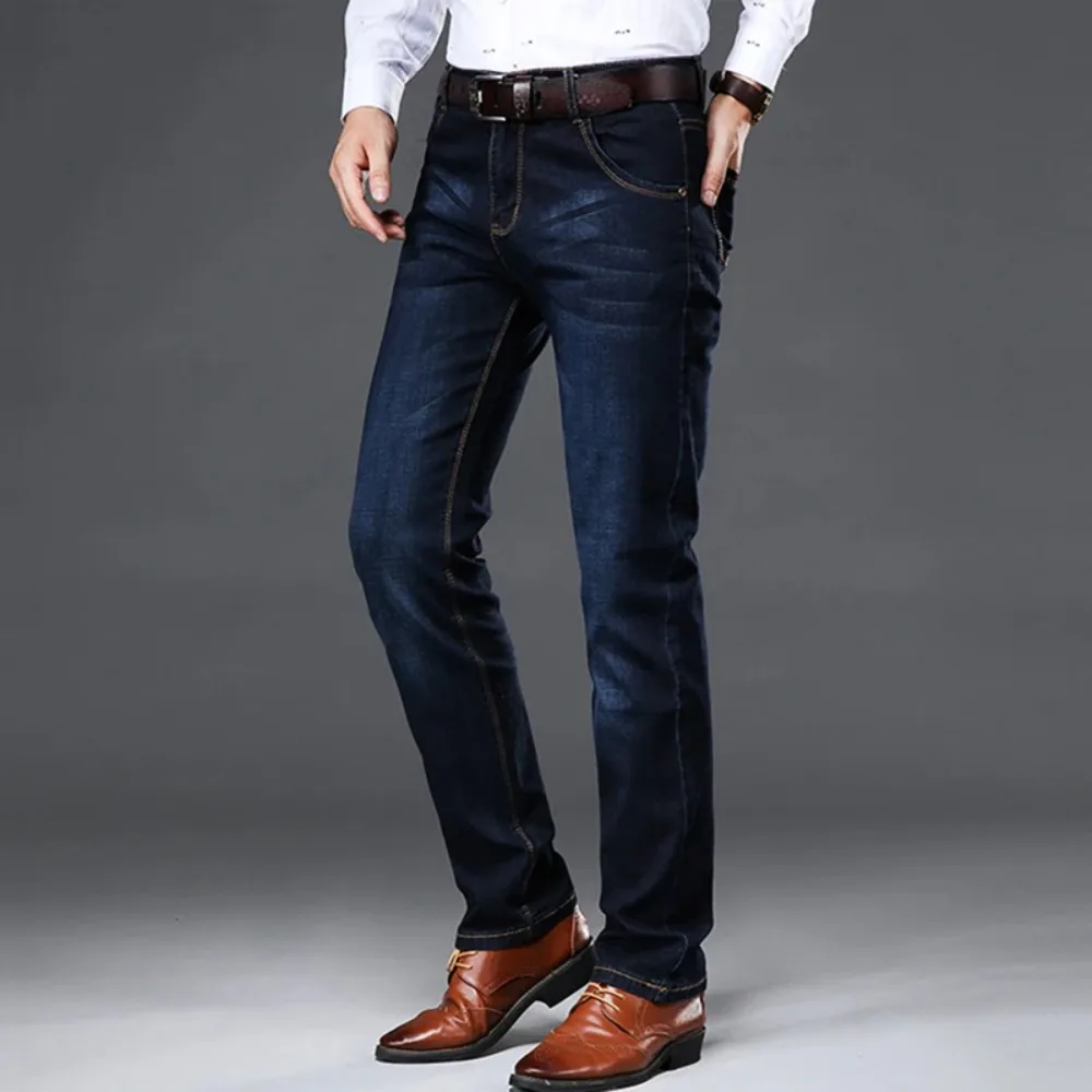 Jeans elasticizzati leggeri larghi dritti 2025 Jeans in denim sottile da uomo casual da lavoro stile classico estivo