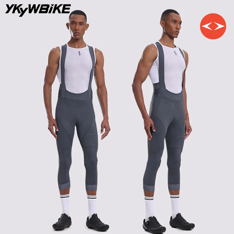 YKYW Men 3/4 Cycling Bib Shorts 4 Color Bicycle Tights Pants Outdoor Mtb Bike Shorts 7 Hours Ride Padded Elastic Interface
