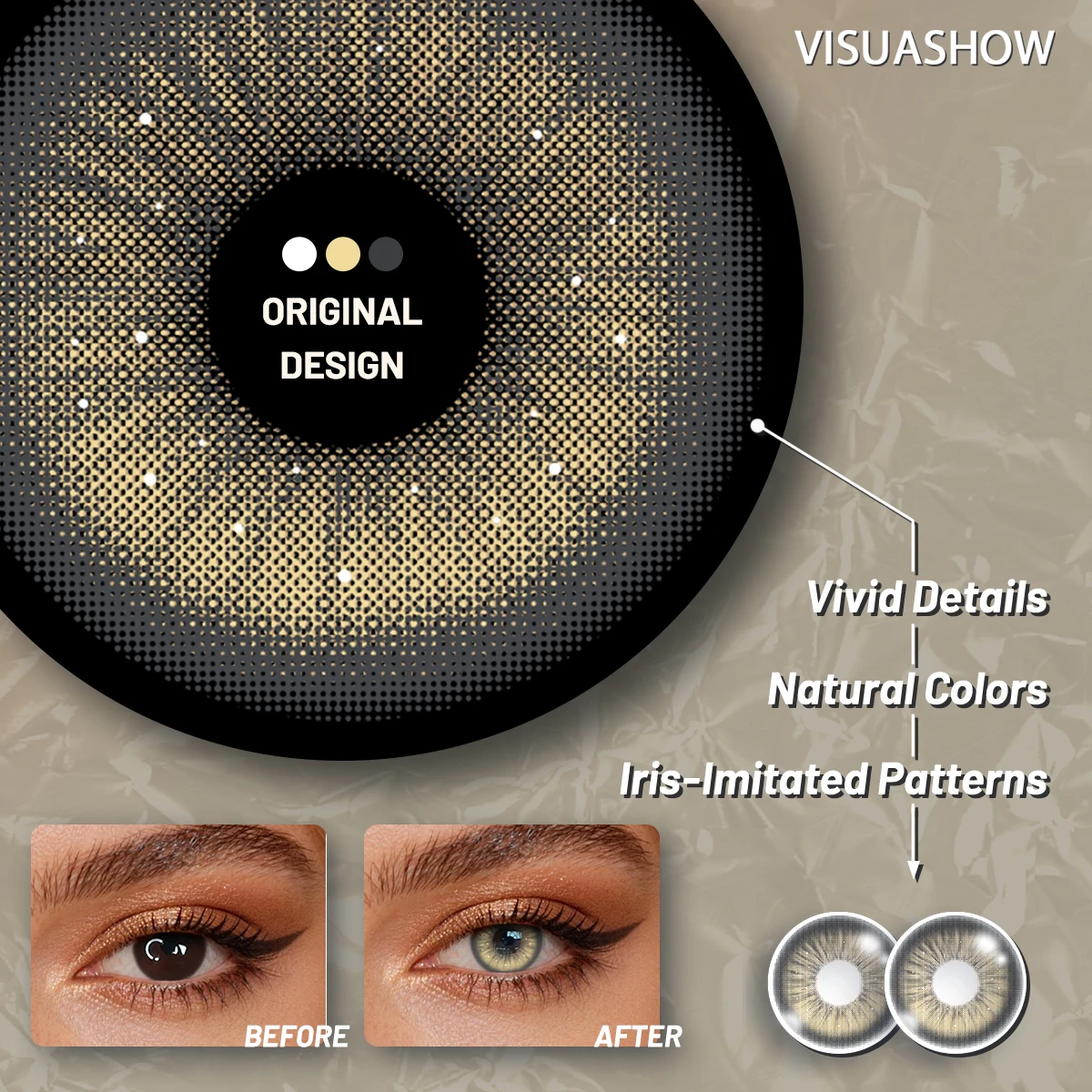 Visuashow Diamond Shimmer Farbige Kontaktlinsen 6 Monate Einweg 14,5mm Blau Grün Augenfarben-Kontaktlinsen für Schönheitskosmetik 70 – Detail 4
