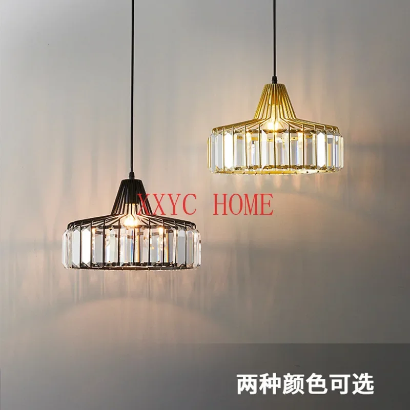 

Nordic LED Crystal Pendant Lamp For Kitchen Island Dining Room Round Modern Iron Chandelier Black Area Glass Lighting Fixtures