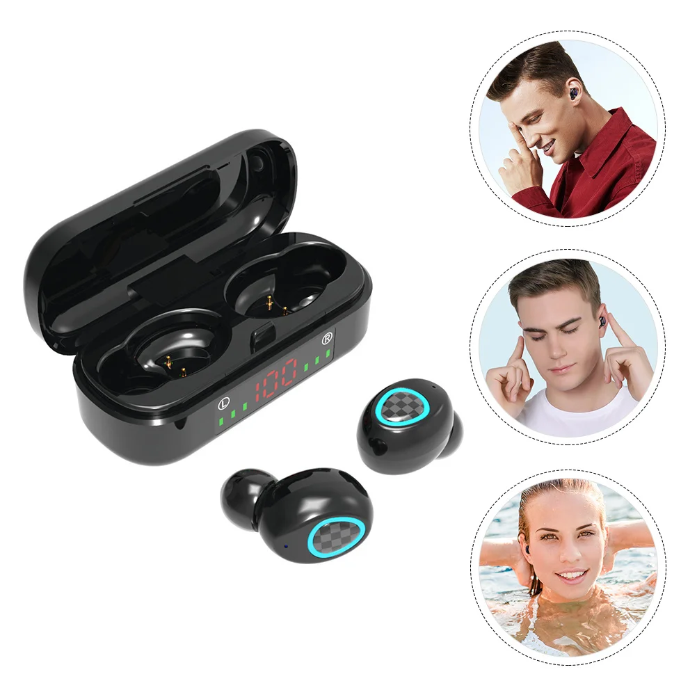 

1 set Wireless Earbuds Black Ultra Small Lightweight Waterproof Shockproof Sound Sport Outdoor Travel Adult Headphones Noise