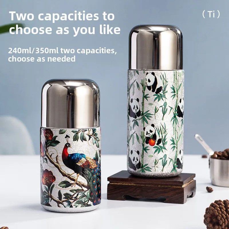 350ML Newly Covered Titanium Mini 316 Inner Tank Thermos Cup Double-layer High-grade Water Cups Stewed  High-value Vacuum Flasks
