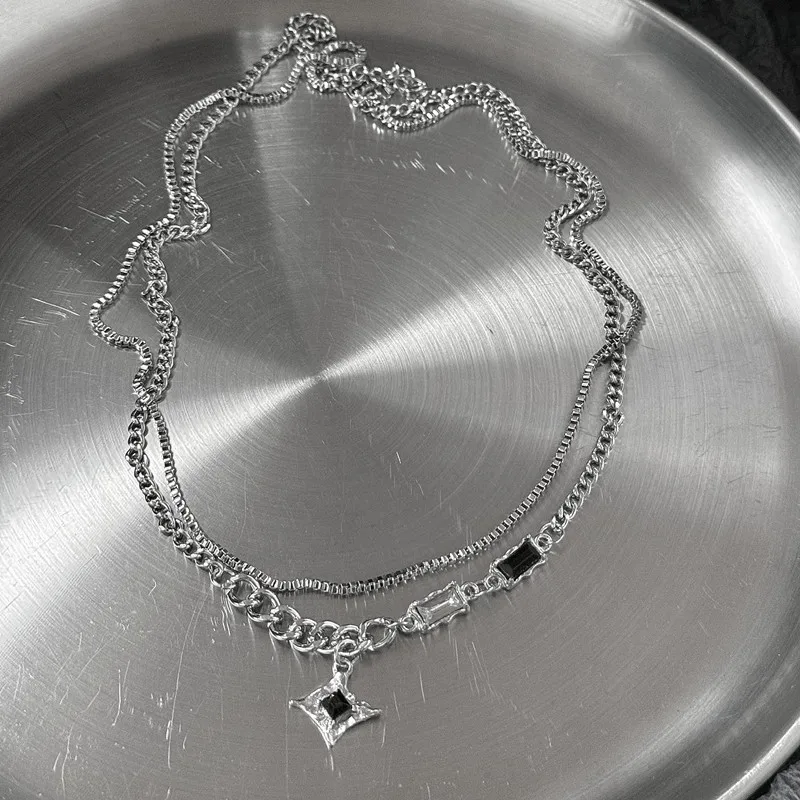 Punk Edelstahl Stern Geometrie Anhänger Halskette für Männer Hip-Hop Elemente Schmuck