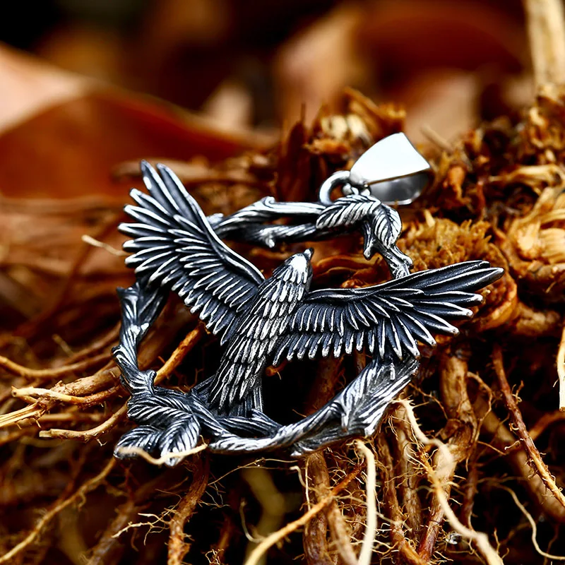 Boutique Trendy Fashion Titanium Steel Eagle Pendant Vintage Mocking Bird Pendant Jewelry Necklace Accessories With Gift Box