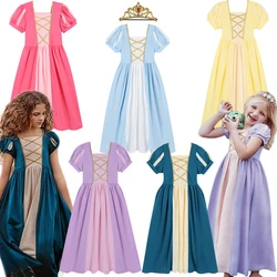 Halloween Christmas Beauty and Beast Yellow Belle Costume Tiana Brave Merida Princess Dress Up Summer Kids Soft Cotton Clothing