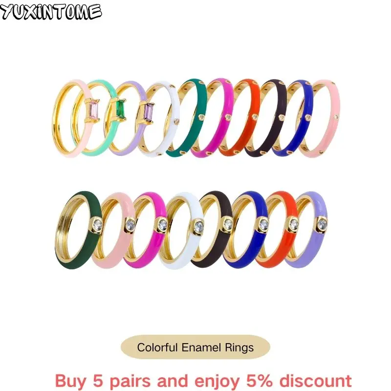 24k Gold-Plated Silver Colorful Enamel Rings Green Pink Rose Red Slim Rings for Women Fashion Light Luxury Wedding Party Jewelry