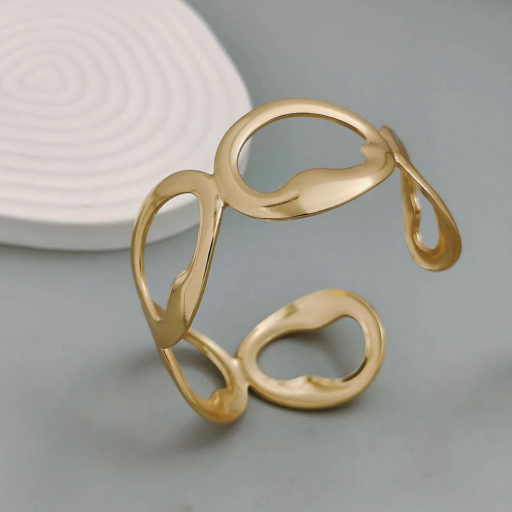 

Trendy Geometric Irregular O Cuff Bracelet for Women Gold Plated Stainless Steel Wristband Bangle Bracelets Jewelry Gifts