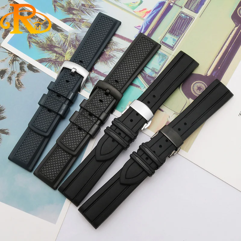 Fluororubber watchband 20mm 22mm Silicone Rubber bracelet for omega seikoTudor rolex watches band brand sport watch strap