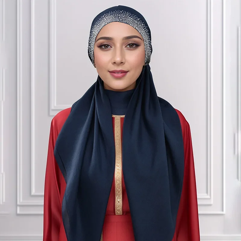 

New Muslim Instant Hijab Scarf Pre-Tied Turban Bonnet Night Cap Turban Sleeping Elastic Hat Bandanas Headband Turbante Mujer