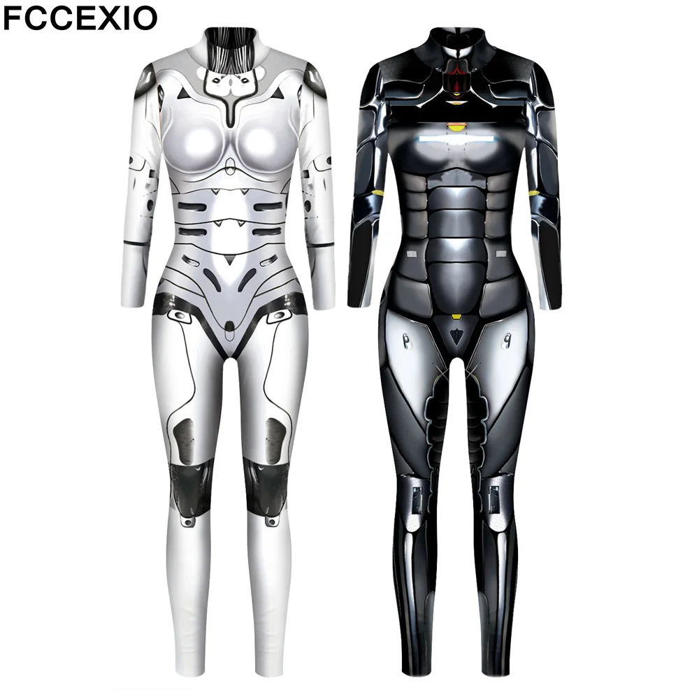 

FCCEXIO Combat Hero Pattern 3D Printed Halloween Cosplay Costume Sexy Jumpsuit Bodysuit Adult Carnival Party Clothing S-XL