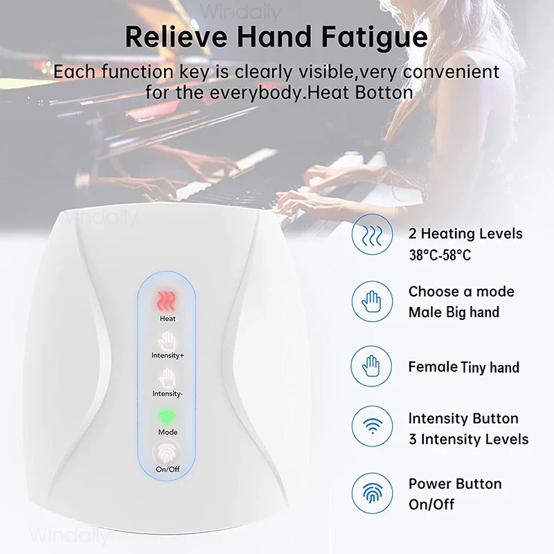 Electric Hand Massager Air Pressure Heat Compresses Heating Palm Finger Acupoint Massage Device For Pain Relief Women Girl Gift