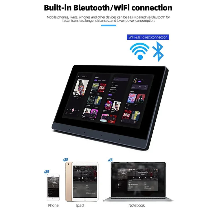 7inch android 11 IPS WIFI SD card mini USB online video music audio bluetooth wall amplifier panel YOUTUBE GOOGLE PLAY SPOTIFY