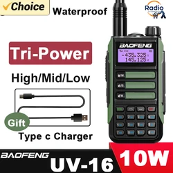 UV16 Baofeng Max Walkie Talkie Professional UV16r Ham 2 Way Radio Battery V2 Plus 10W Powerful Waterproof VHF UHF USB-C Charger