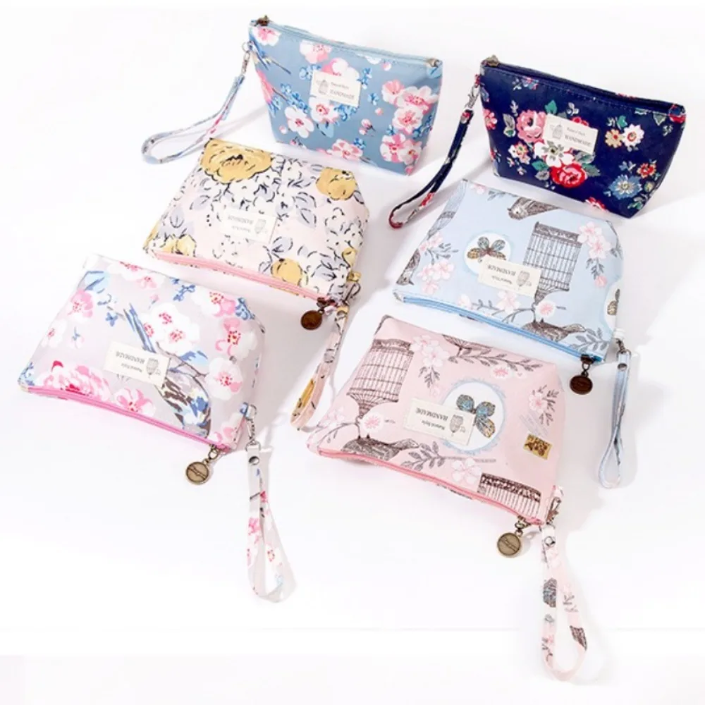 Waterproof Printed Cosmetic Bag Women Travel Toiletry Pouch Portable Carry Handle Organizer