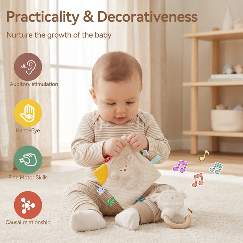 Cute Little Sheep Baby Comfort Toy Soft Plush Sheep Comfort Set Promotes Sensory Development Early Learning Educational Toy Gift