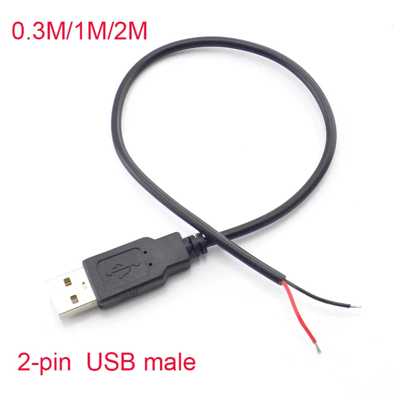 5V USB 2.0 2 Pin 4Pin DIY USB Male Female Jack Connector Cable Power Charge Extension Cable Cord 0.3m/1m/2m Connector Adapter