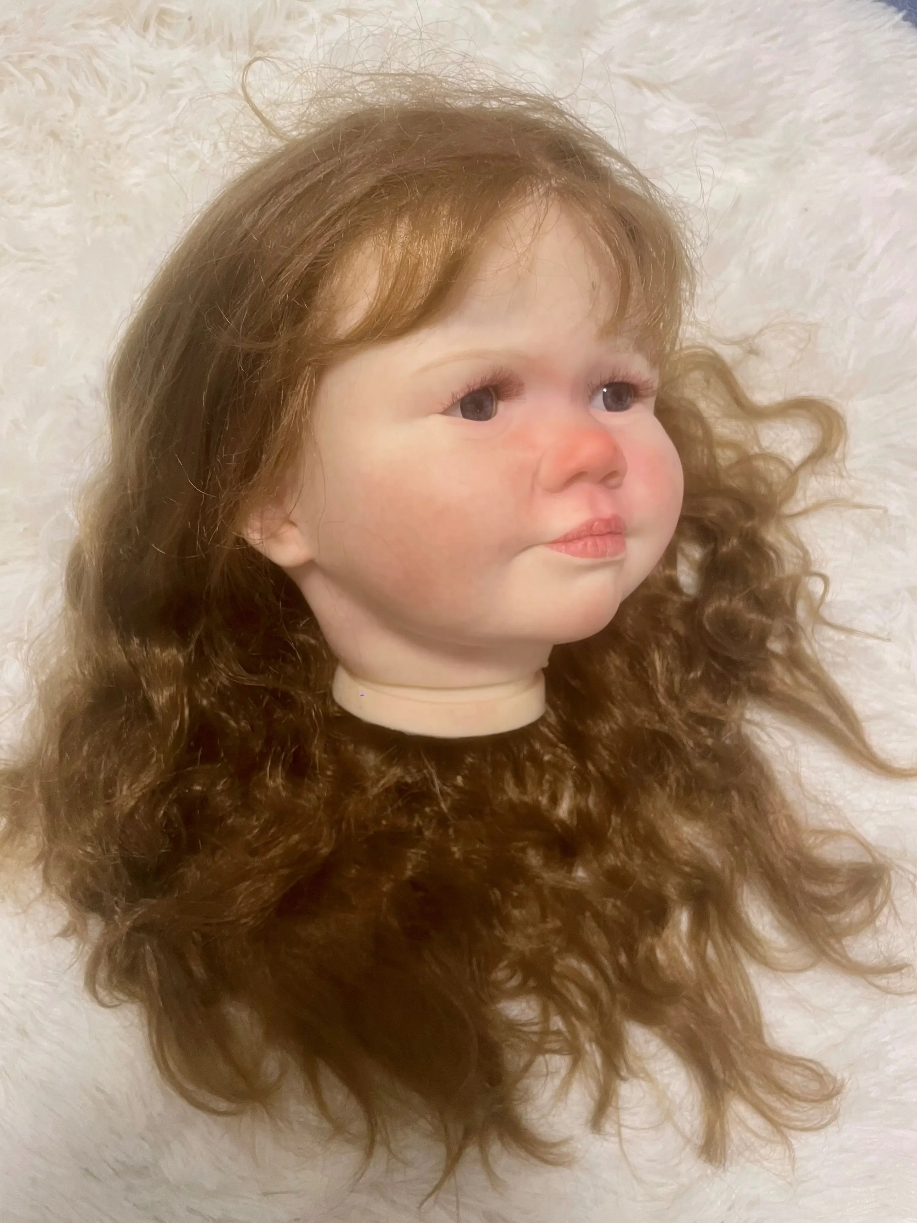 SINO-BB Muñeca Reborn de 36 pulgadas, solo cabeza de 3 años, piel 3D con pelo enraizado a mano, pieza DIY