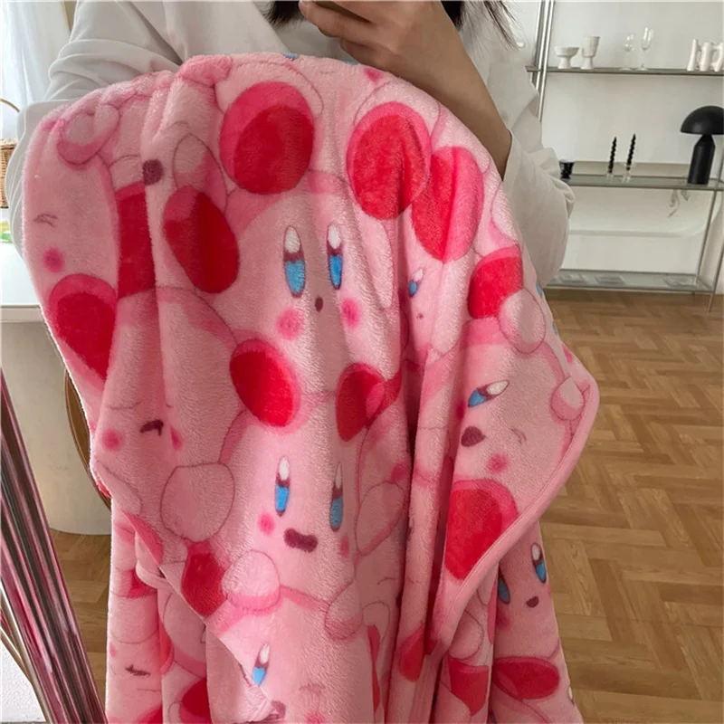 

Kirby Cute Cartoon 190X200Cm Pink Plush Nap Blanket Kawaii Fluffy Dormitory Office Classroom Winter Cover Leg Girl Holiday Gifts