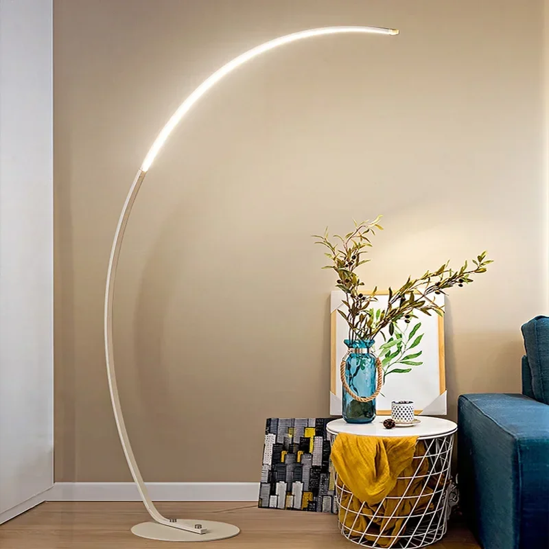 Nordic Long Arc Design Led Floor Lamps Sofas Dimmable for Living Room Coffee Tables  Bedroom Minimalist Home Decor Luminaires