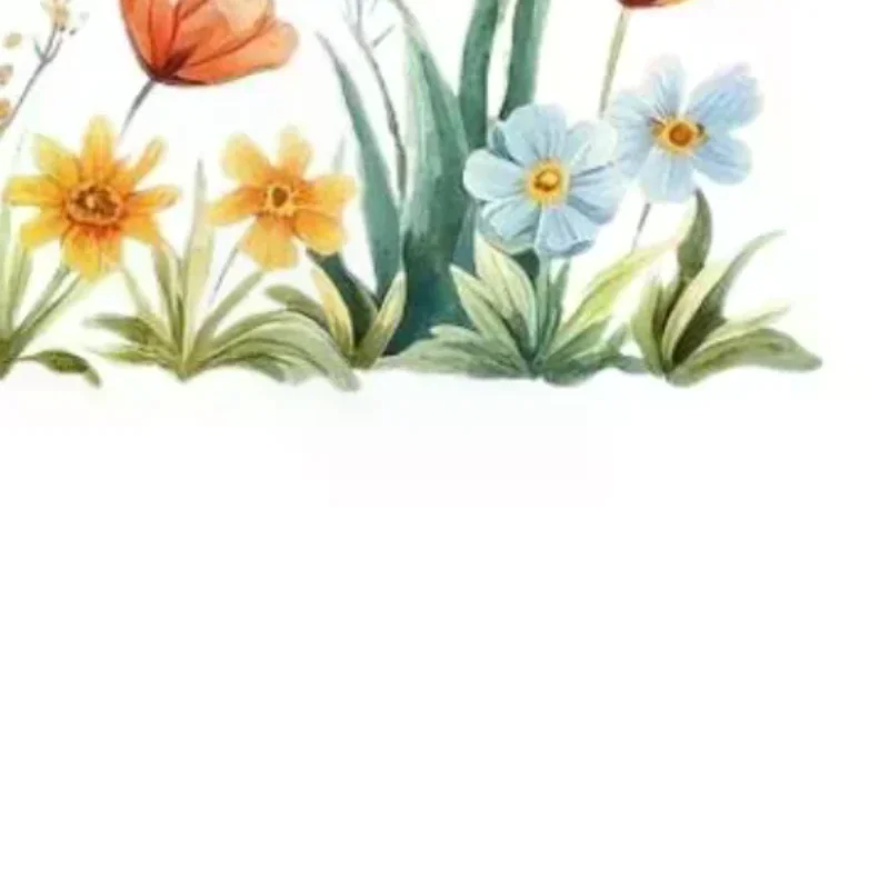 Bathroom Wall Decal Fresh Floral Print Peel & Stick Waterproof Sticker for Kitchen Sink Area Home Wall Decoration