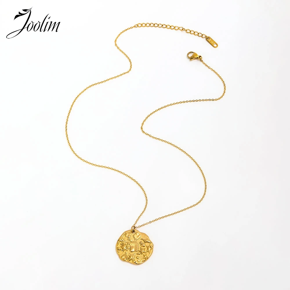 Joolim Jewelry Wholesale No Fade Fashion Vivid Sea Shell Star Conch Irregular Round Pendant Stainless Steel Necklace for Women