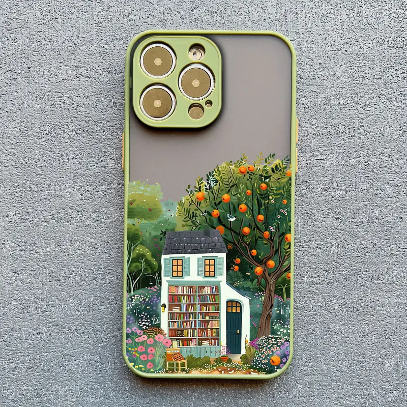 Wunderschöne Natur-Wald-Baum-Buchhandlung Handyhülle für iPhone 14 13 12 11 Pro Max 17 15 16 Pro Max 14 Plus Mini XS X XR Schutzhüllen – Detail 8