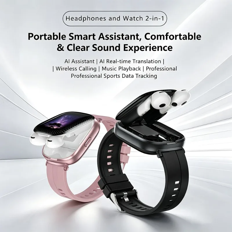 2 in 1 Smart Watch With TWS Wireless Earbuds 1.88
