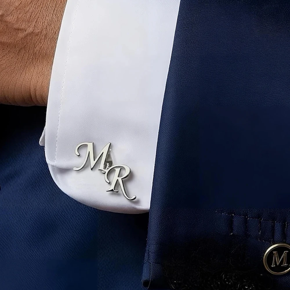 Personalized Initial Cufflinks Custom Name Cufflink Button Stainless Steel Jewelry Groomsmen Best Man Wedding Christmas Gifts