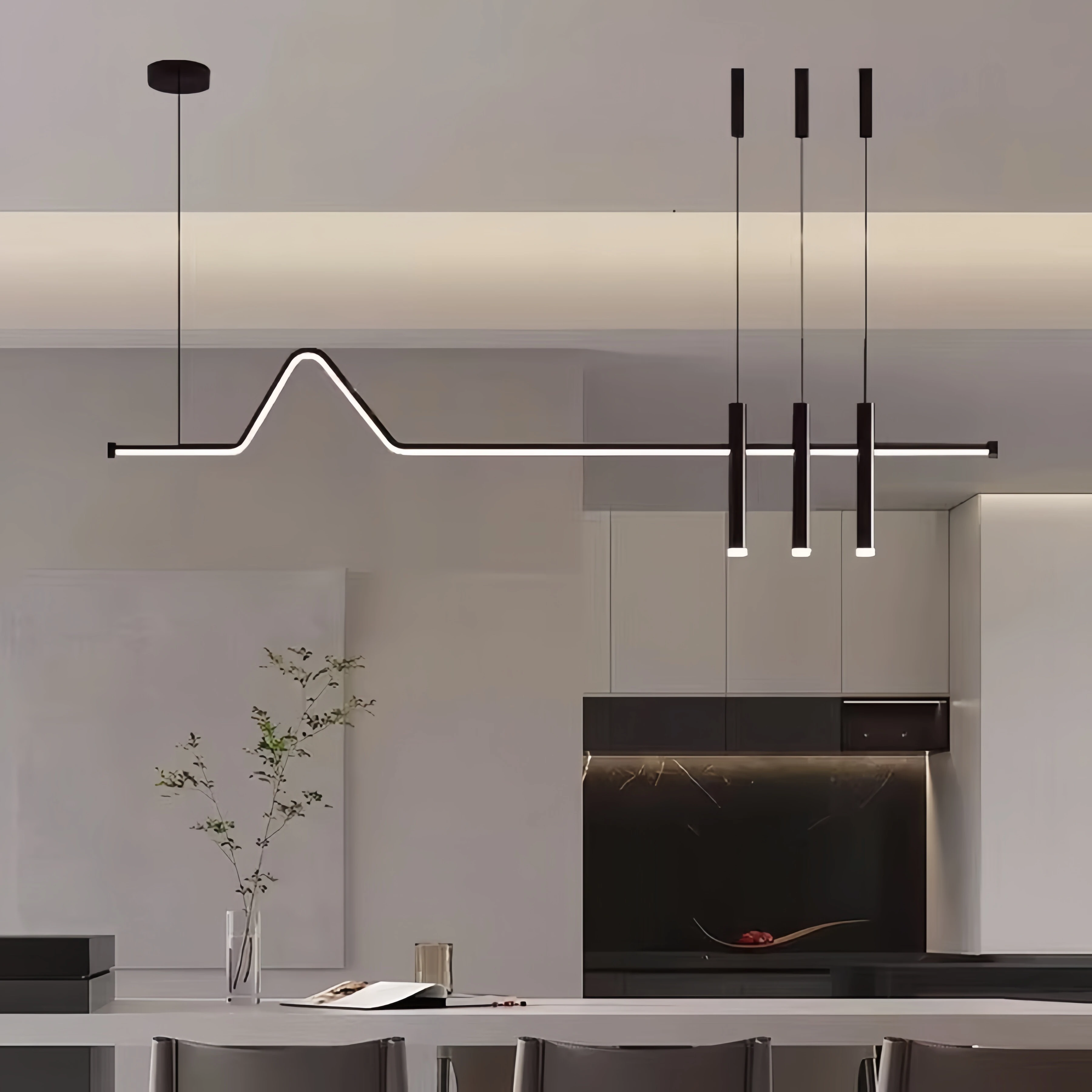 

Новые подвесные светильники для ресторана, современные простые светильники для столовой, бара, длинные полоски, прожектор, скандинавский креативный подвесной светильник 120 см