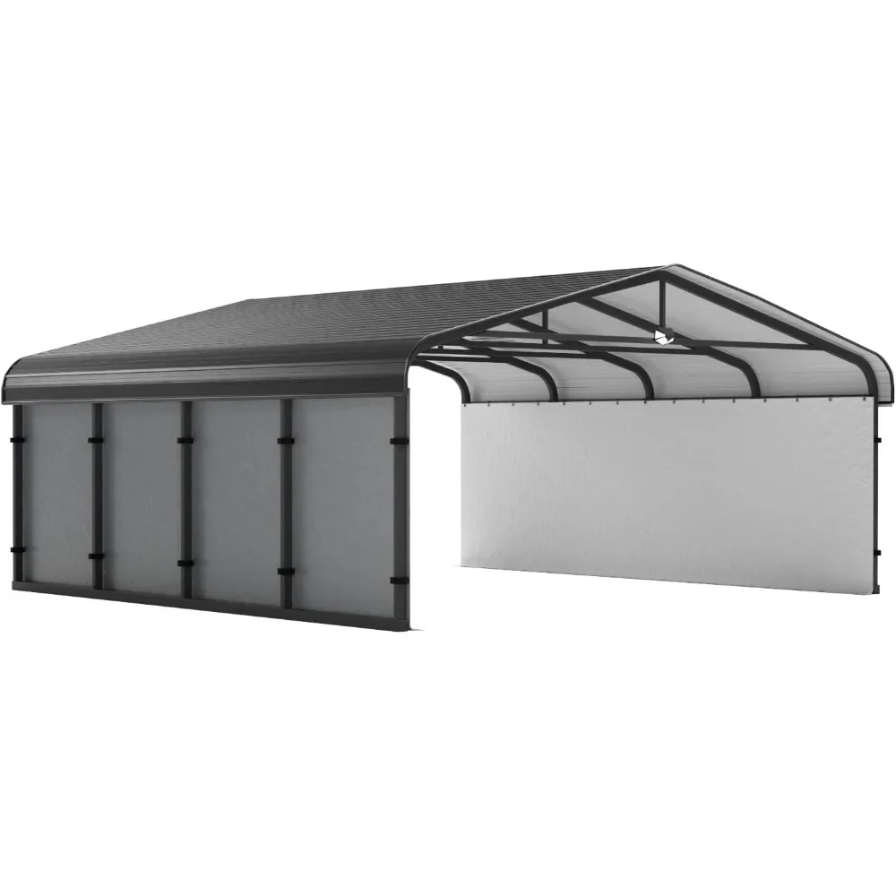 

Metal Carport, Carport Canopy Heavy Duty, Galvanized Steel Roof Car Port with Removable Polyethylene Sidewalls, Carports