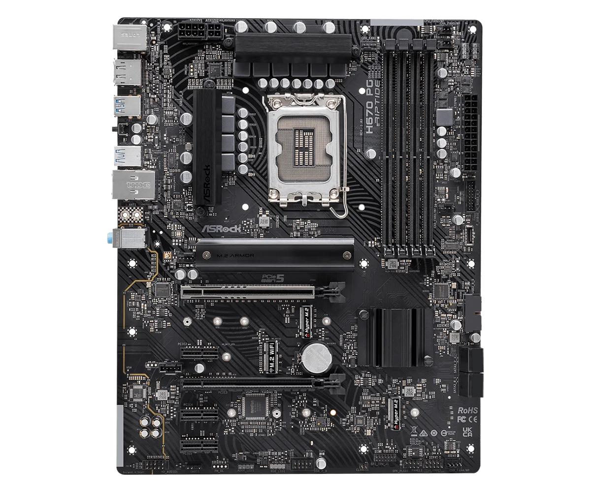 ASRock H670 PG Riptide Motherboard Intel H670 LGA1700 DDR4 128GB Support I9-14900 I5-14500 I9-13900 I3-13100F CPU ATX