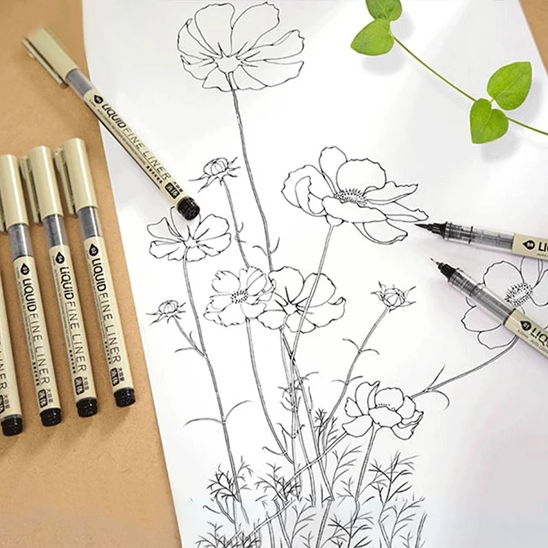 علامات فنية للحبر مقاومة للماء ، قلم فرشاة ، رسم رسم ، أقلام خط صبغة كاريكاتير ، مستلزمات مكتبية للمدارس والمكاتب