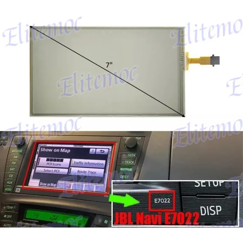 

7" Touch Screen Digitizer Replacement For TOYOTA JBL Radio Repair Parts E7022 LQ070T5GA01