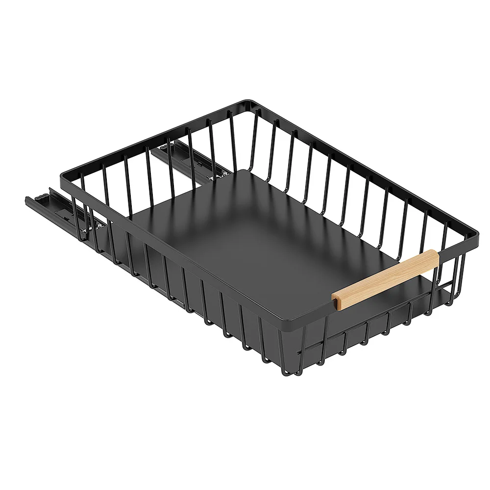 2pcs Metal Storage Rack No Drill Pull-out Cabinet Organizer Slide Drawer Seasoning Bottle Spice Storage Basket for Kitchen