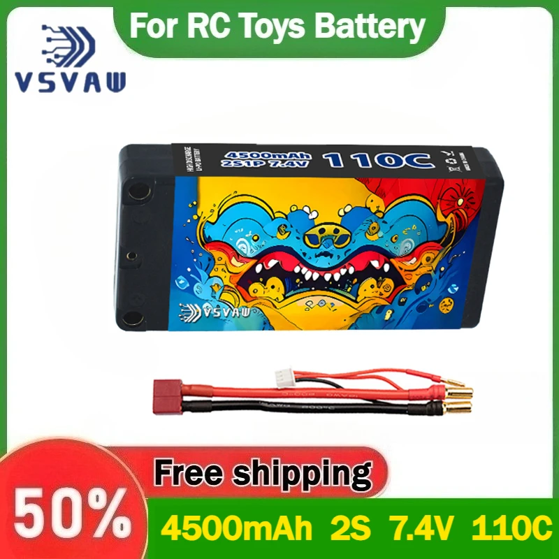 

4500mAh 2S 7.4V 110C 1/12 Racing Monster Truck Off-road Thin Hard Case Lithium Battery
