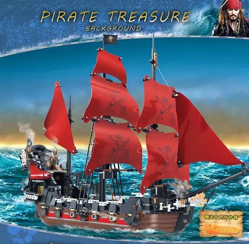 Fluch der Karibik Königin Rache Kriegsschiff Black Pearl Segeln Bausteine Montage Spielzeug