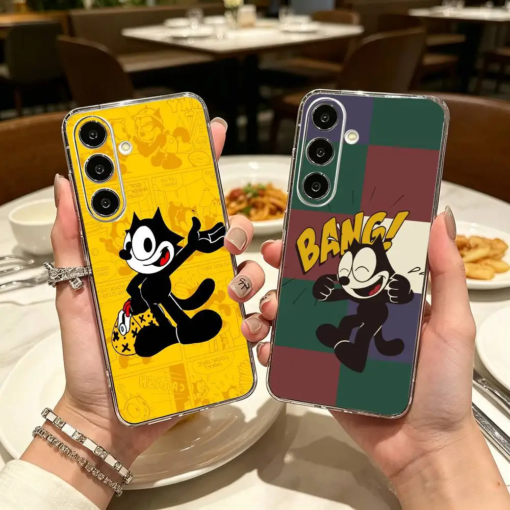 black FX-Felix the Cat-FT Cat Clear Phone Case for Samsung A71, A70, A52, A51, A40, A30, A20