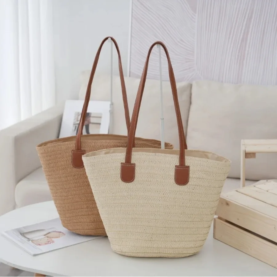 

New elegant fashion ladies single shoulder crossbody straw texture simple leisure generous ocean beach bag female handbag
