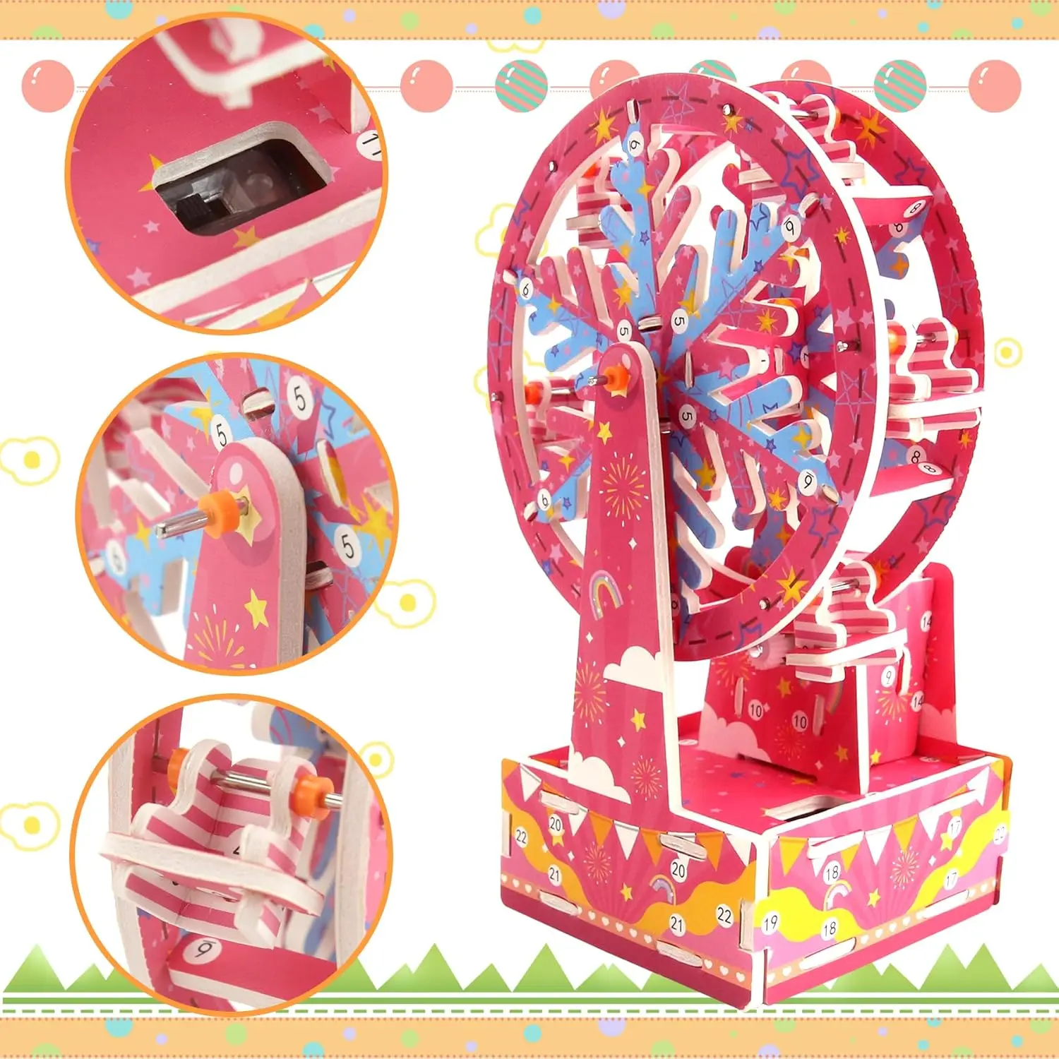 Ciência Criação STEM Ferris Wheel Puzzle Toy Kits para Crianças, Pacote Educativo para Meninos e Meninas, Presente de Natal e Aniversário, Idades 6 +