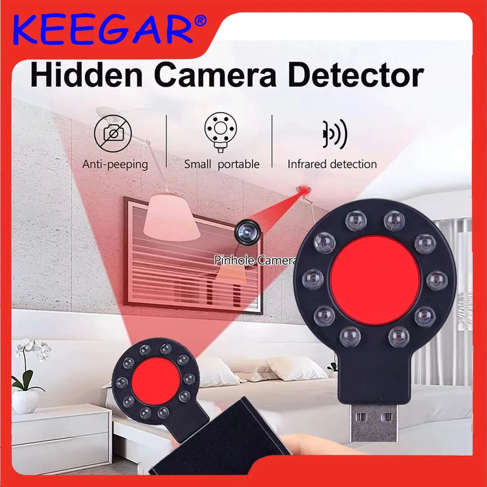 Portable Anti-spy Detector For Outdoor Travel Hotel Rental IR Alarm Hidden Camera Finder with Led Light Find Out Mini Cam Device