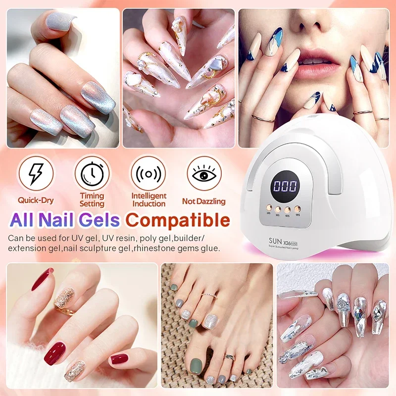 Lámpara LED UV de gran potencia de 380W para manicura, máquina secadora de Gel 81LEDS con pantalla táctil LCD grande, secador de uñas inteligente profesional