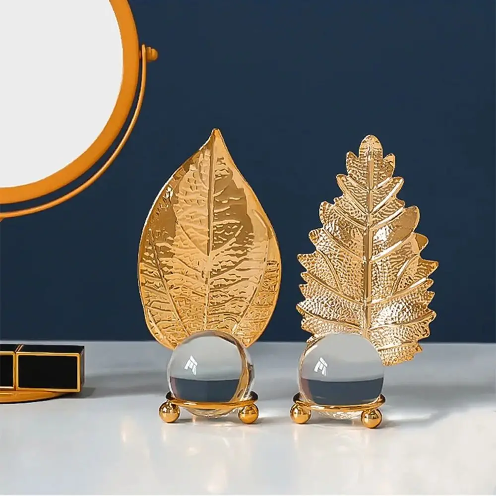 Fine Craftsmanship Leaf Ball Ornaments Rust-proof Non-slip Crystal Ball Table Decoration Vivid Details Artwork Wear-resistant