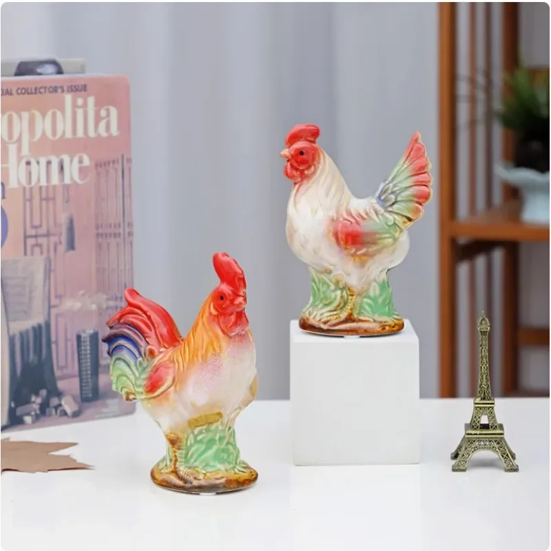 WSHYUFEI Chinese Lucky Fortune Rooster Decoration animal Figurines Ornament Home Livingroom ceramics Crafts Wedding Gift